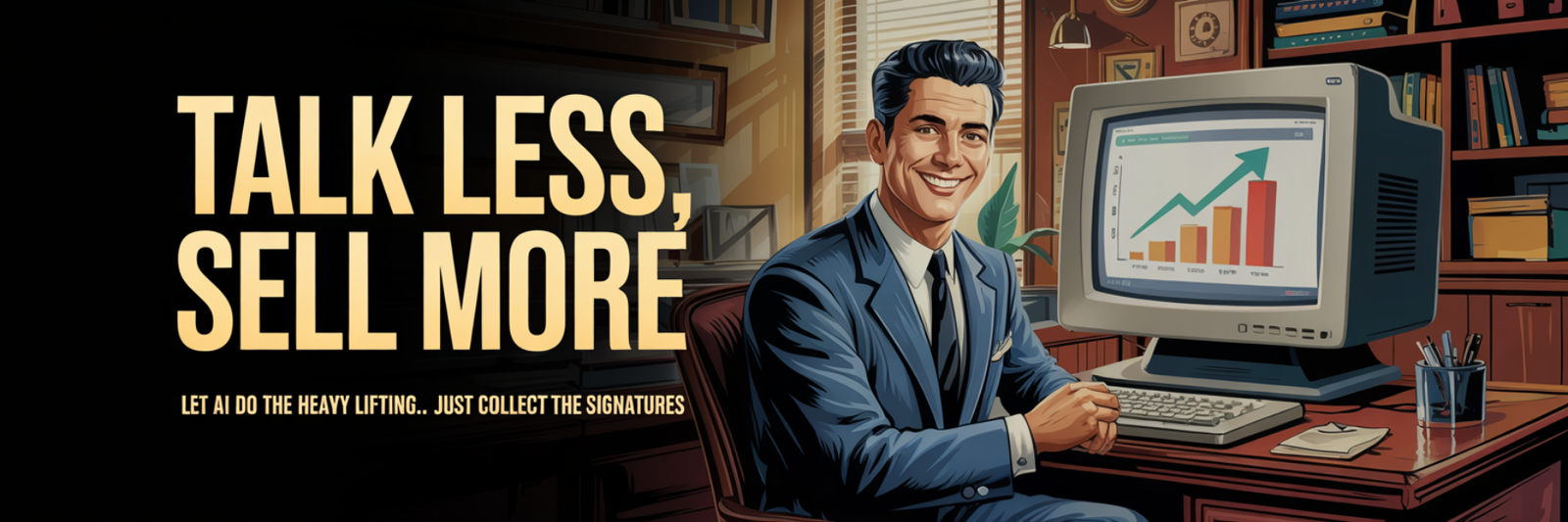 Talk Less, Sell More banner image.